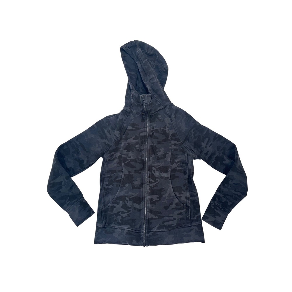 Lululemon‎ Scuba Hoodie *Light Cotton Fleece Incognito Camo Multi Grey size 12
